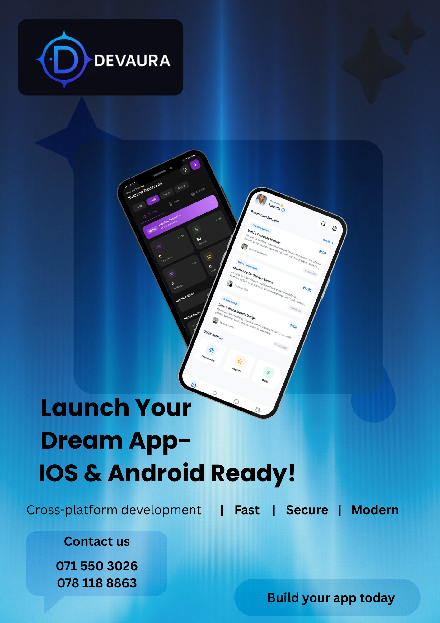 DevAura Mobile App Development Flyer